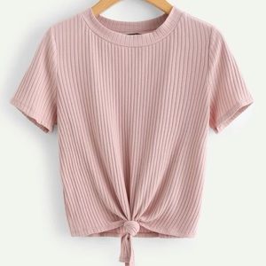 Knot front solid pink T-shirt💓🌸